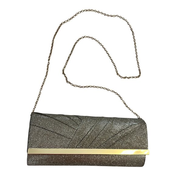 Jessica McClintock Metallic Clutch Purse | Gold Chain Strap Evening Bag | 4.25 x - Picture 1 of 5